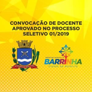 <CENTER>CONVOCAÇÃO DE DOCENTE APROVADO NO PROCESSO SELETIVO 01/2019</CENTER>