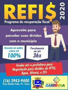 PREFEITURA DE BARRINHA LANÇA REFIS PARA NEGOCIAÇÃO DE DÍVIDAS