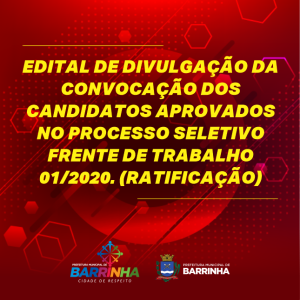 FRENTE DE TRABALHO 01/2020 (RATIFICAÇÃO)