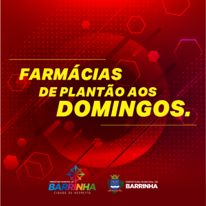 FARMÁCIAS DE PLANTÃO AOS DOMINGOS.