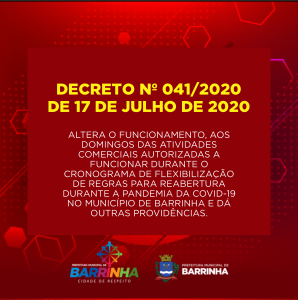 DECRETO Nº 041/2020 DE 17 DE JULHO DE 2020